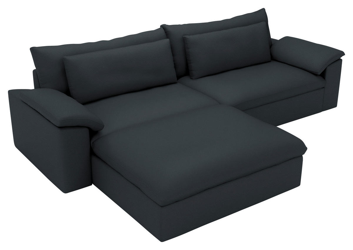 ECKSOFA  Chenille Dunkelgrau  - Dunkelgrau/Schwarz, Modern, Kunststoff/Textil (198/306cm) - Carryhome
