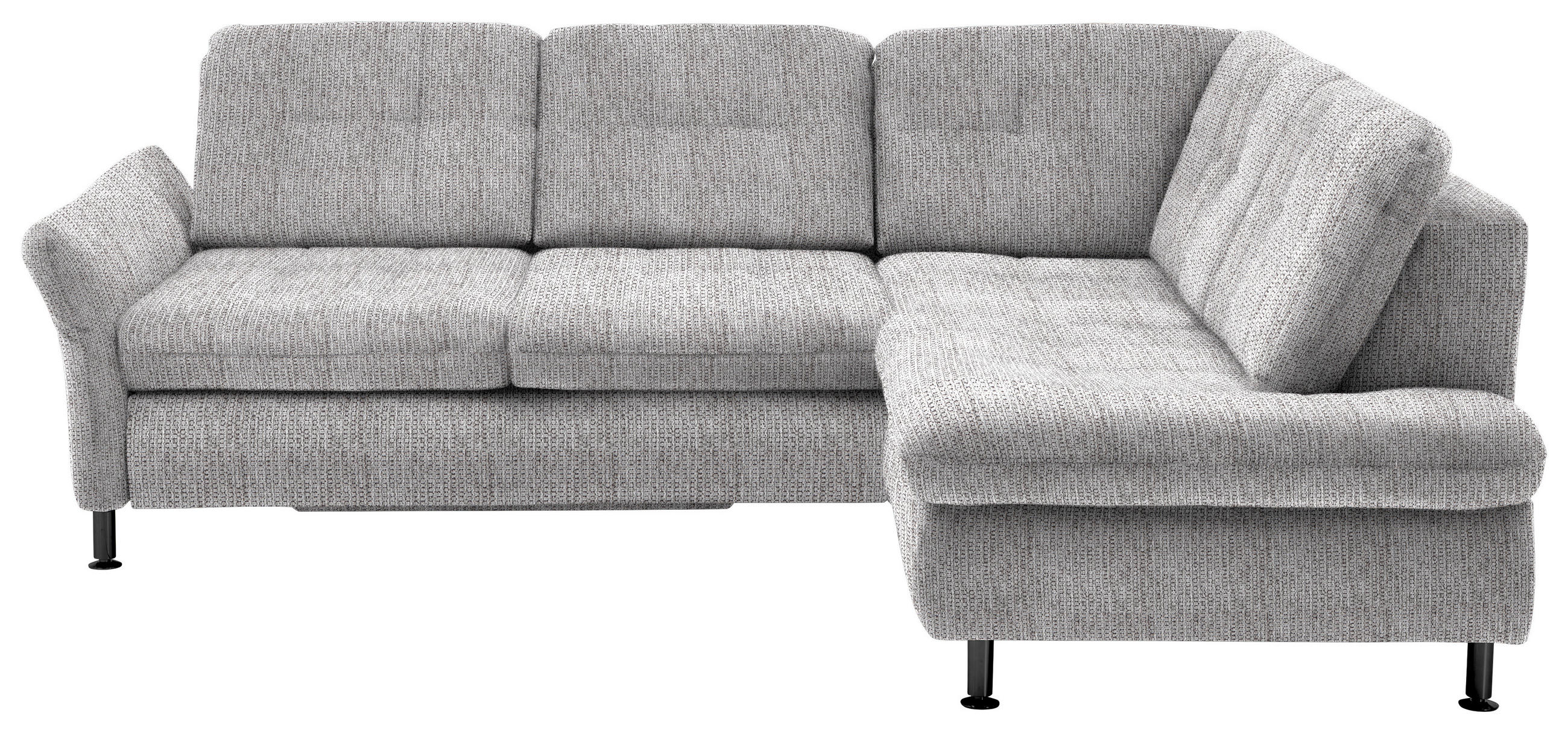ECKSOFA in Webstoff Hellgrau  - Hellgrau/Schwarz, Konventionell, Textil/Metall (242/210cm) - Beldomo Style