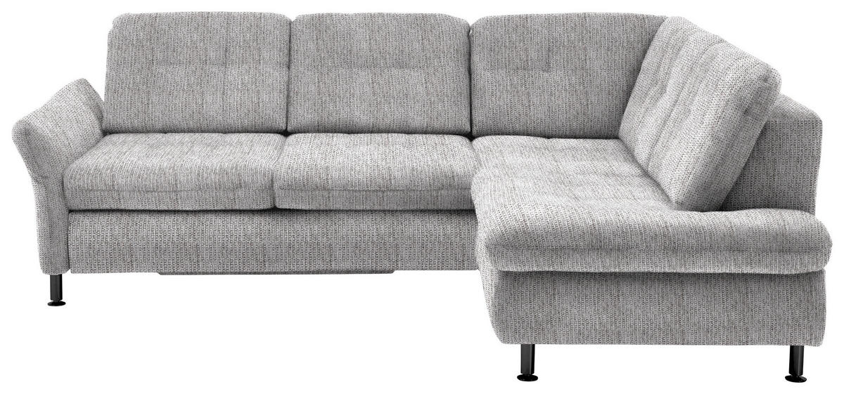 ECKSOFA in Webstoff Hellgrau  - Hellgrau/Schwarz, Konventionell, Textil/Metall (242/210cm) - Beldomo Style