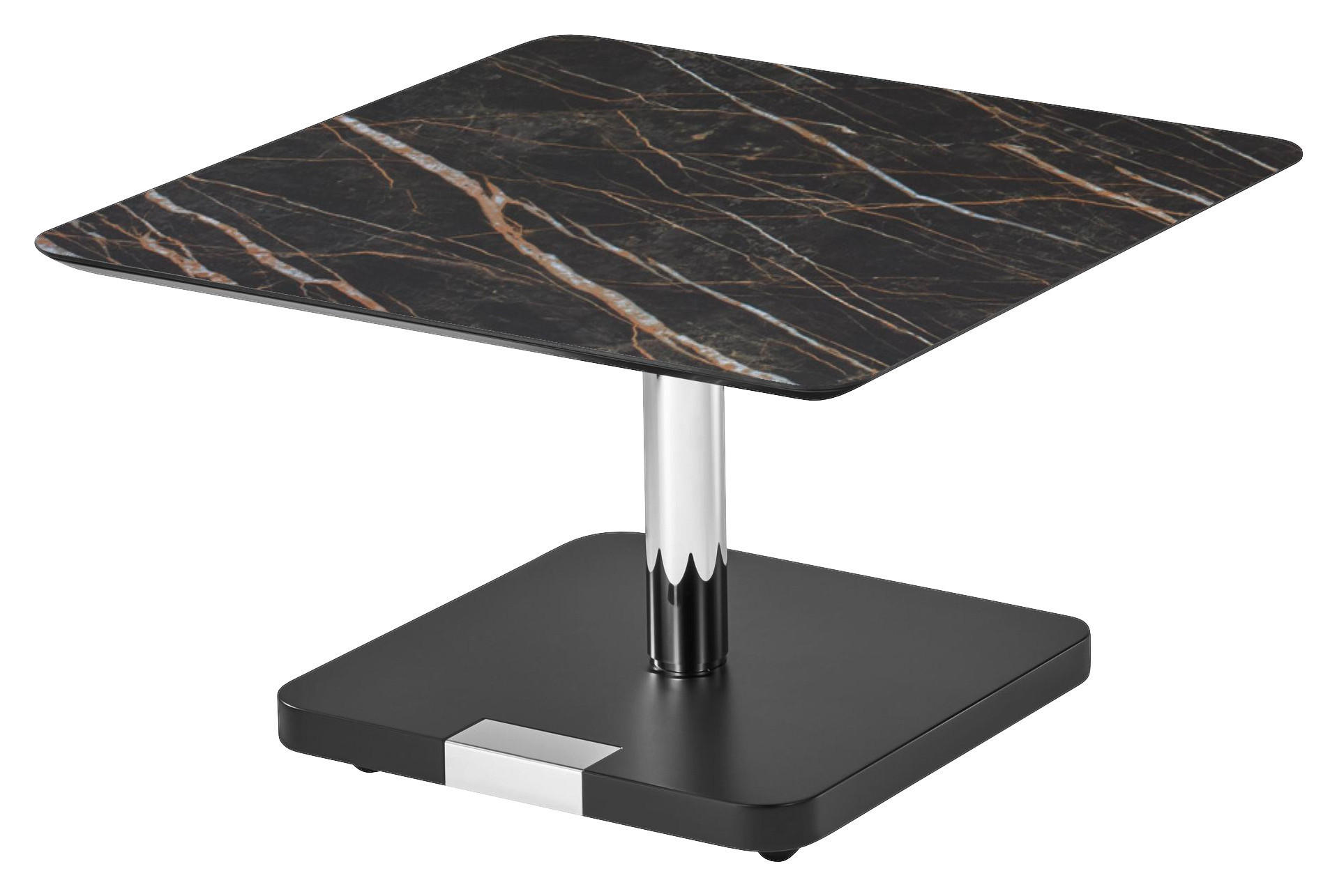 COUCHTISCH 75/75/46-62 cm quadratisch Braun  - Chromfarben/Schwarz, Design, Keramik/Holzwerkstoff (75/75/46-62cm)