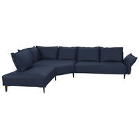 ECKSOFA in Echtleder Blau  - Blau/Schwarz, Design, Leder/Metall (272/340cm) - W.Schillig