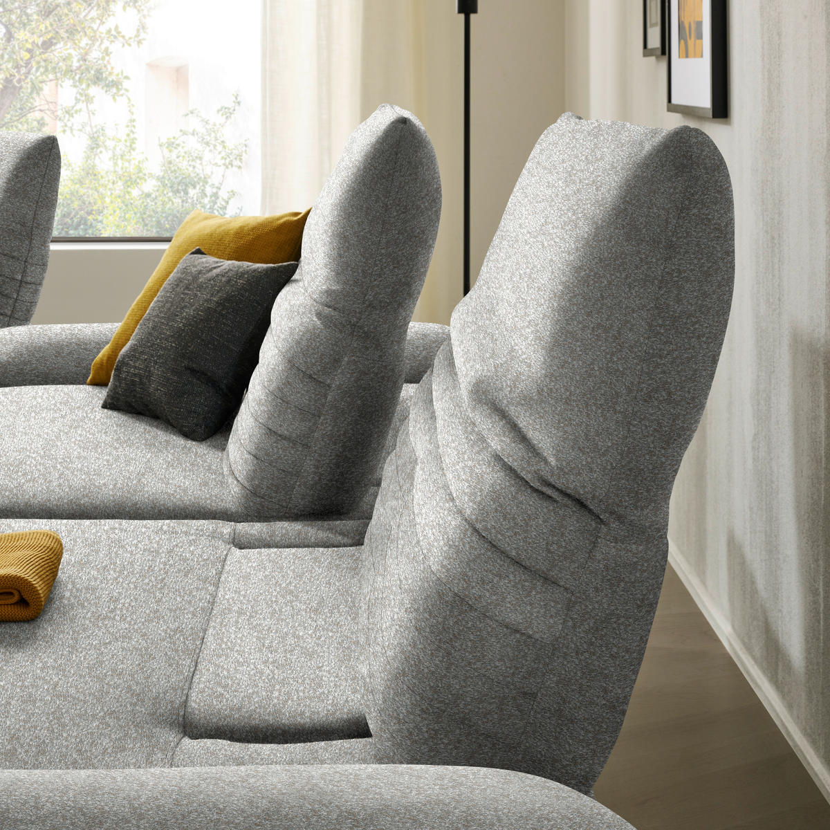 ECKSOFA  in Bouclé Grau  280/170-195 cm  - Schwarz/Grau, Design, Textil/Metall (280/170-195cm) - Dieter Knoll