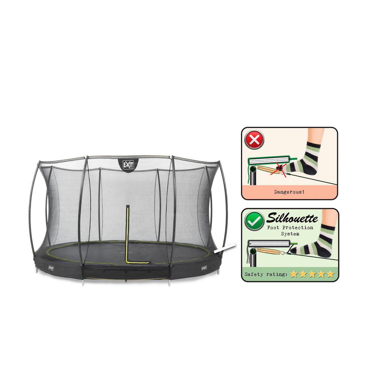 TRAMPOLIN EXIT GROUND Ø366 366/203 cm  - Schwarz, KONVENTIONELL, Kunststoff/Metall (366/203cm) - EXIT Toys