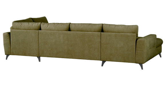 WOHNLANDSCHAFT Grün Chenille  - Schwarz/Grün, KONVENTIONELL, Textil/Metall (160/340/188cm) - Xora