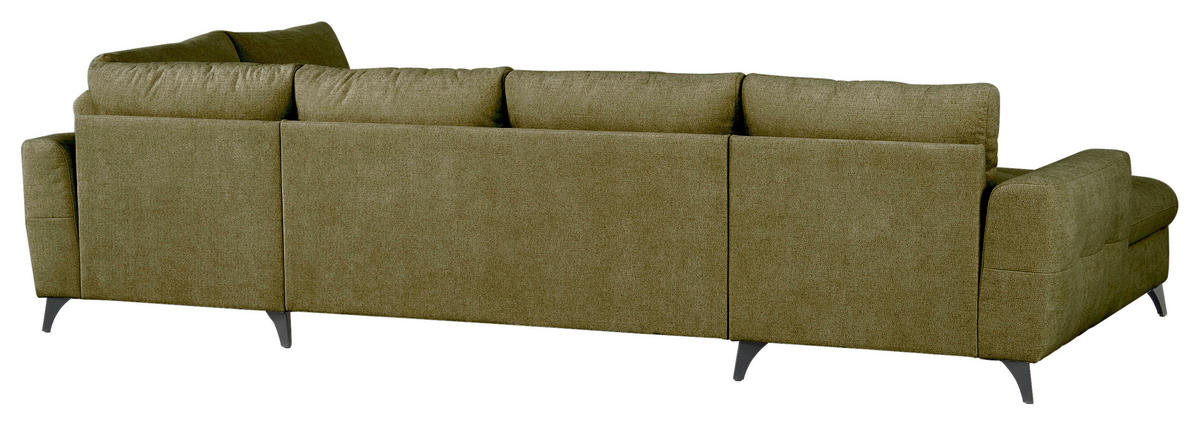 WOHNLANDSCHAFT Grün Chenille  - Schwarz/Grün, KONVENTIONELL, Textil/Metall (160/340/188cm) - Xora