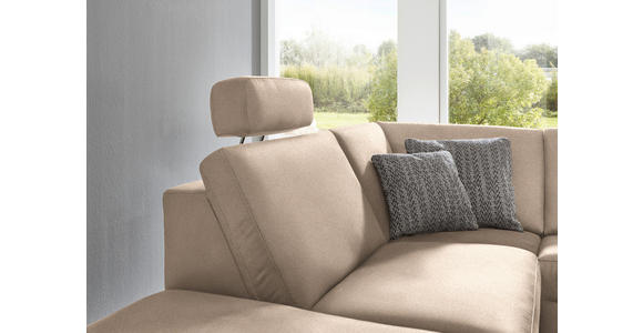ECKSOFA in Mikrofaser Beige 242/275 cm - Beige/Alufarben, Design, Textil/Metall (242/275cm) - Dieter Knoll