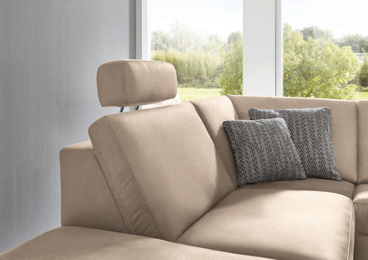ECKSOFA in Mikrofaser Beige  - Beige/Alufarben, Design, Textil/Metall (242/275cm) - Dieter Knoll