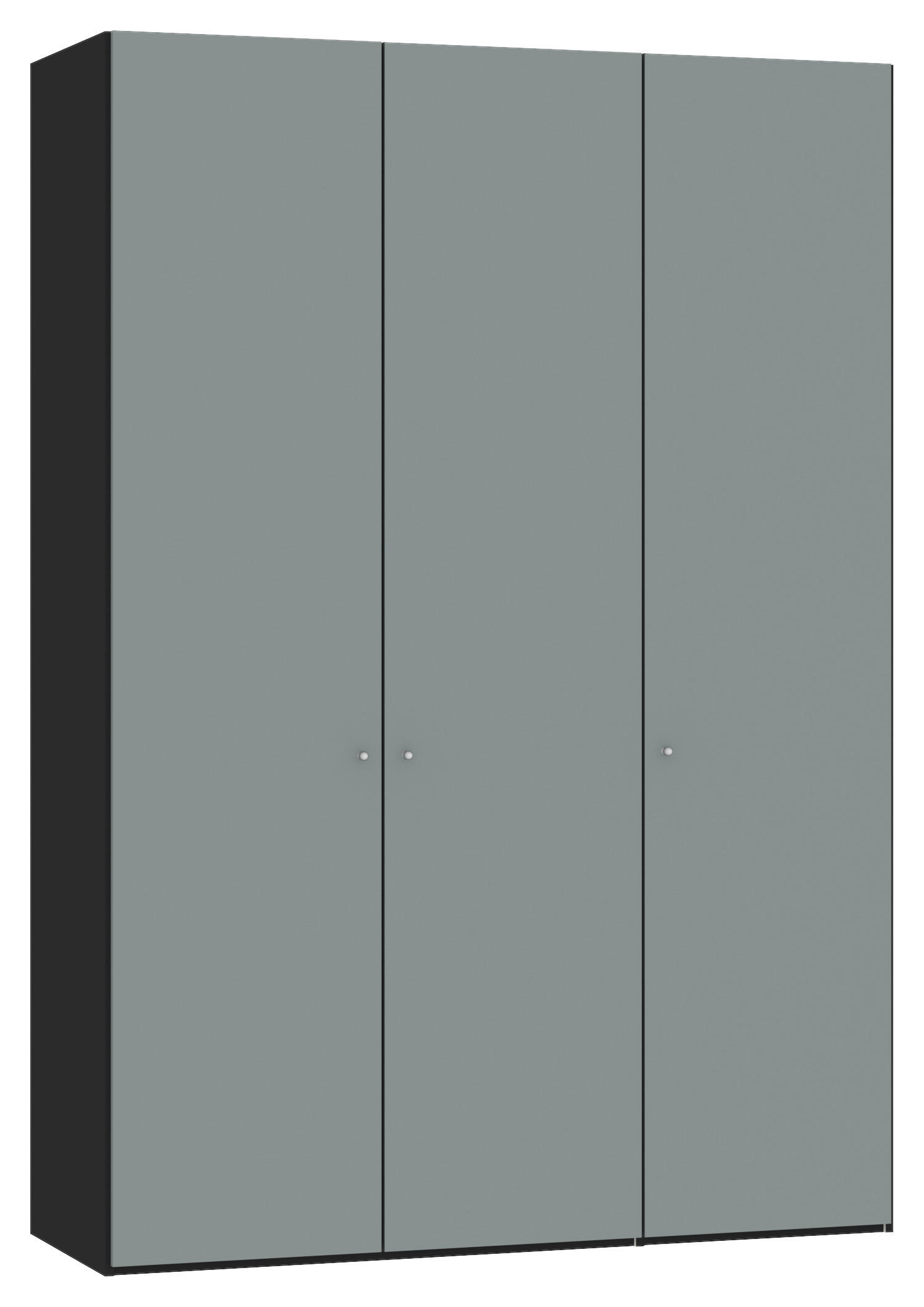DREHTÜRENSCHRANK 152/220/59 cm,  in Schwarz, Salbeigrün, 3-türig  - Salbeigrün/Silberfarben, Design, Holzwerkstoff/Metall (152/220/59cm) - Jutzler