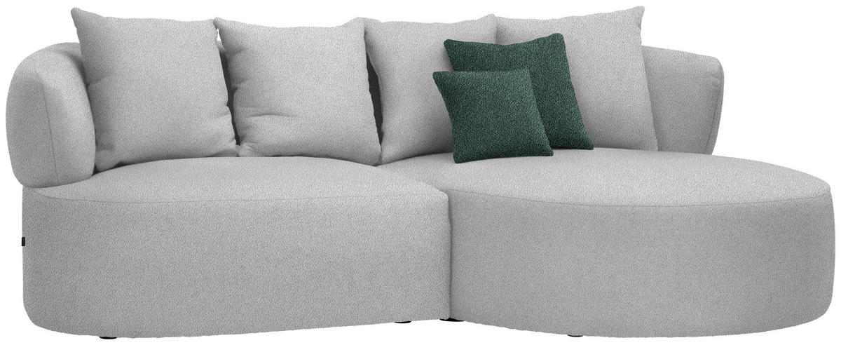 ECKSOFA in Plüsch Grau  235/166 cm  - Dunkelgrün/Schwarz, MODERN, Kunststoff/Textil (235/166cm) - Hom`in