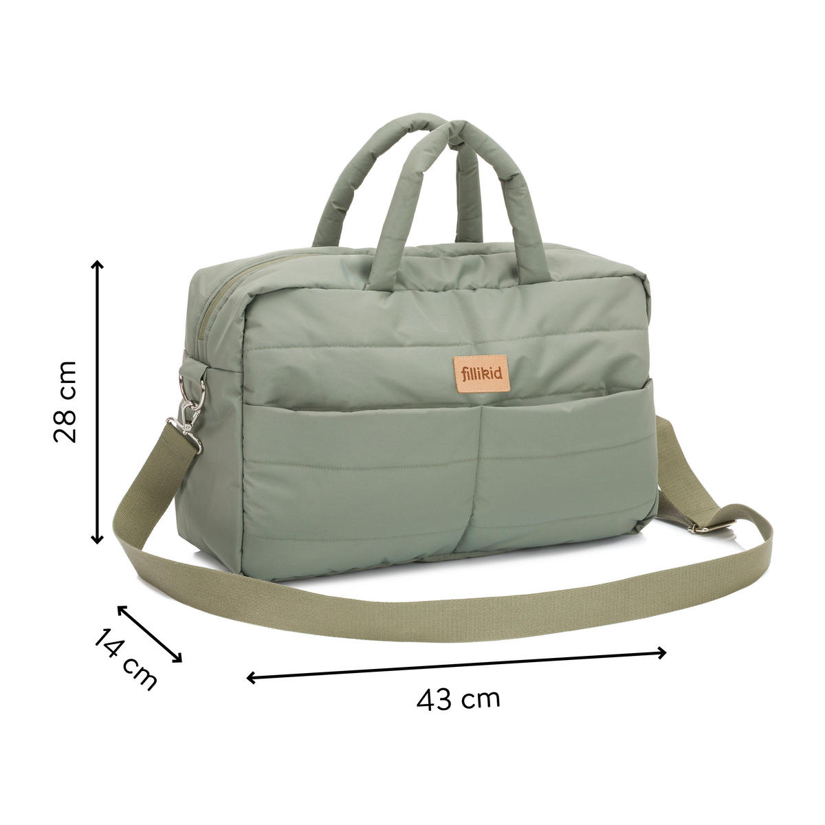WICKELTASCHE  - Salbeigrün/Schwarz, Basics, Textil (43/28/14cm) - Fillikid