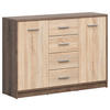 KOMMODE 118,5/84/34 cm  in Sonoma Eiche, Eichefarben  - Eichefarben/Silberfarben, Design, Holzwerkstoff/Kunststoff (118,5/84/34cm)