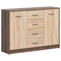 KOMMODE 118,5/84/34 cm  in Sonoma Eiche, Eichefarben  - Eichefarben/Silberfarben, Design, Holzwerkstoff/Kunststoff (118,5/84/34cm)