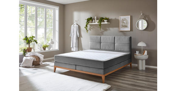 BOXSPRINGBETT 180/200 cm  in Grau  - Eichefarben/Grau, KONVENTIONELL, Holz/Textil (180/200cm) - Carryhome