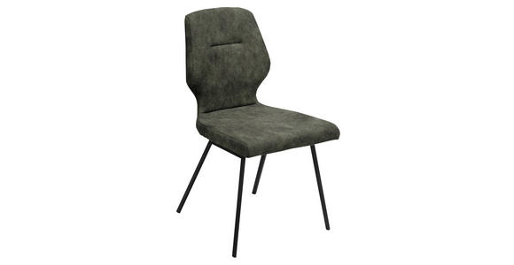 STUHL in Stahl Mikrofaser Metall, Textil - Dunkelgrün/Schwarz, Design, Textil/Metall (46/91/57cm) - Dieter Knoll