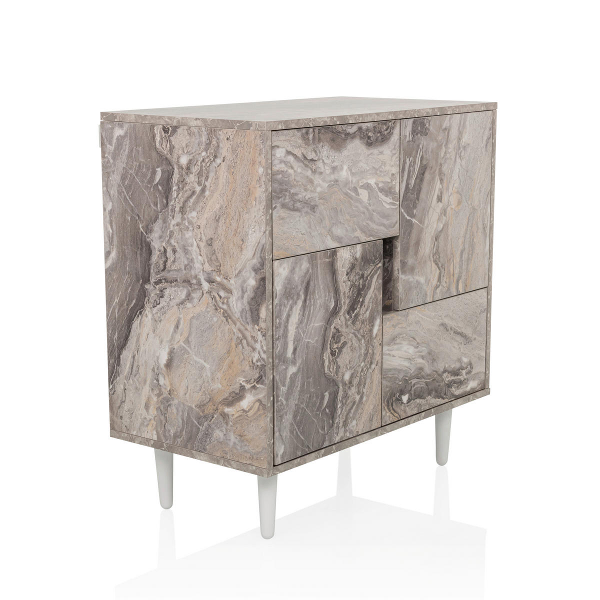 BYRÅ 72/77/39,5 cm  - vit/brun, Modern, trämaterial/trä (72/77/39,5cm) - MID.YOU