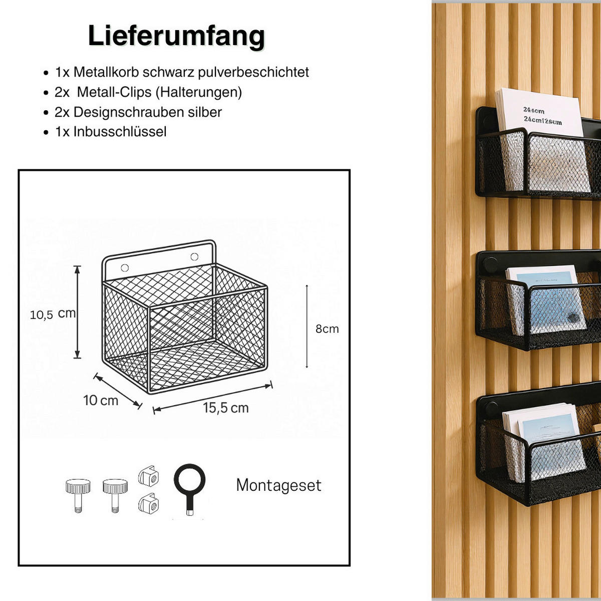 AKUSTIKPANEEL  - Schwarz, Basics, Metall (24/15/8cm)