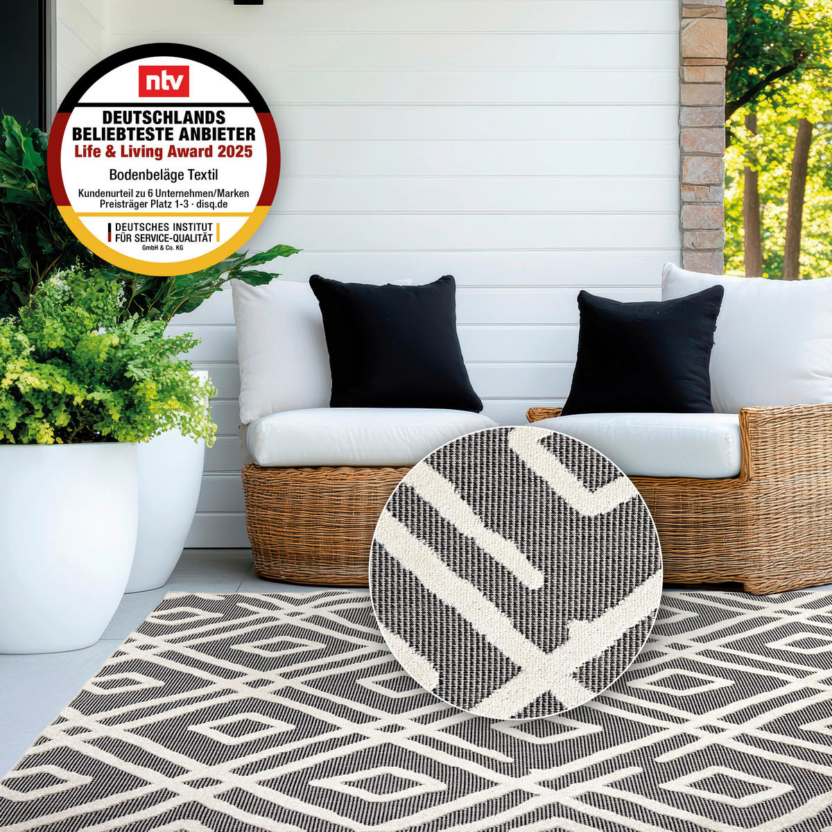 LÄUFER 80/200 cm Serina  - Weiß/Grau, Basics, Kunststoff (80/200cm) - Astra