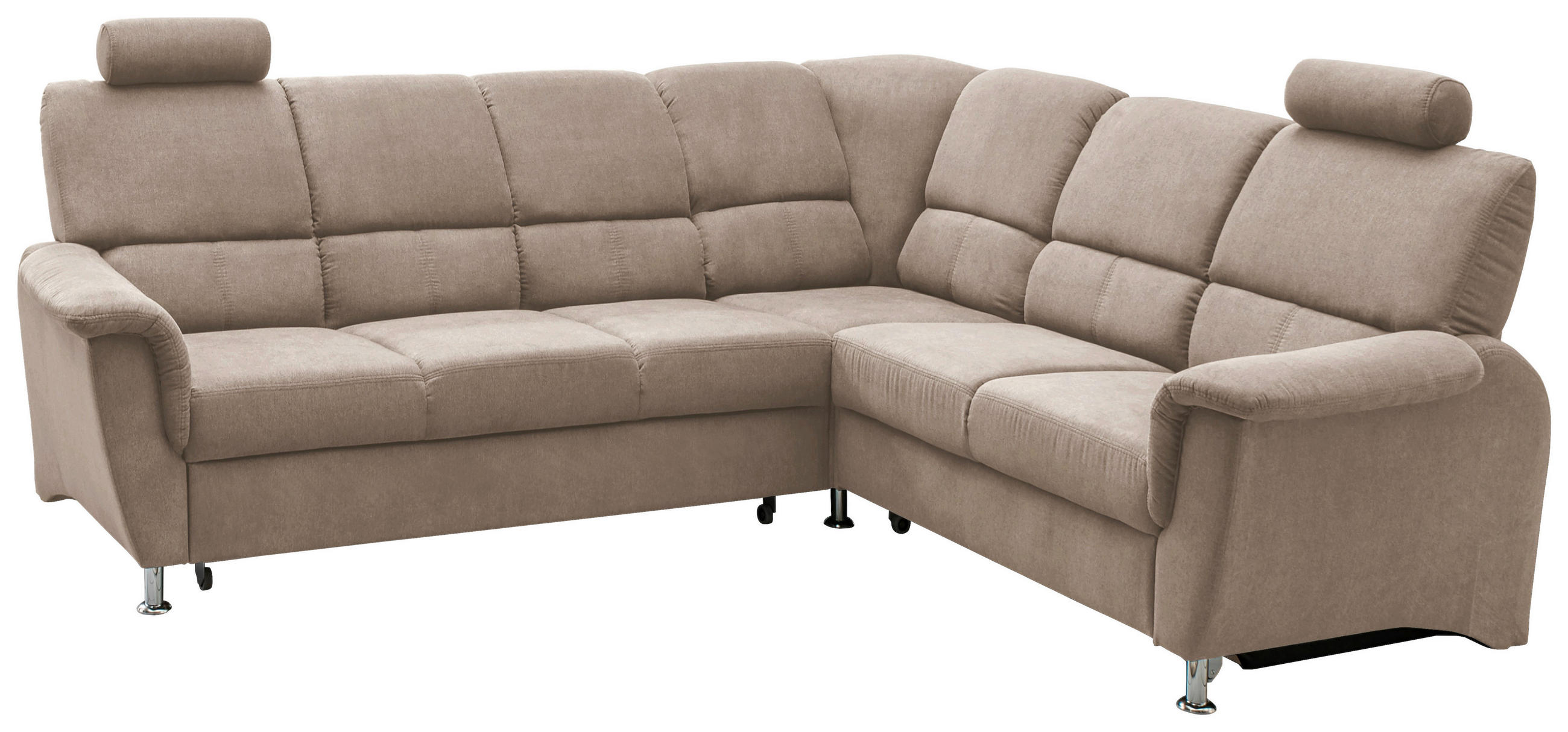 ECKSOFA Taupe Mikrofaser  - Taupe/Chromfarben, KONVENTIONELL, Holz/Textil (271/224cm) - Livetastic