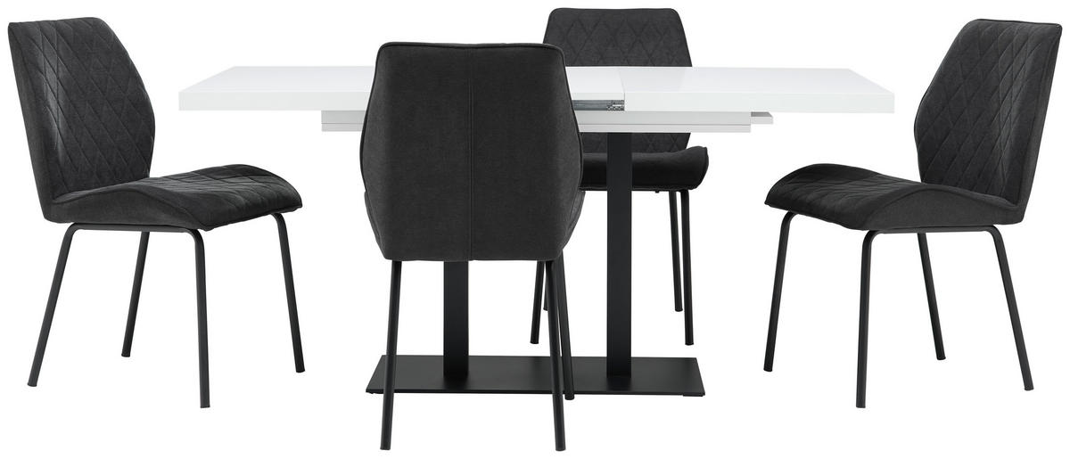 JEDILNA MIZA, črna, bela  - črna/bela, Moderno, kovina/leseni material (120/80/75cm) - MID.YOU