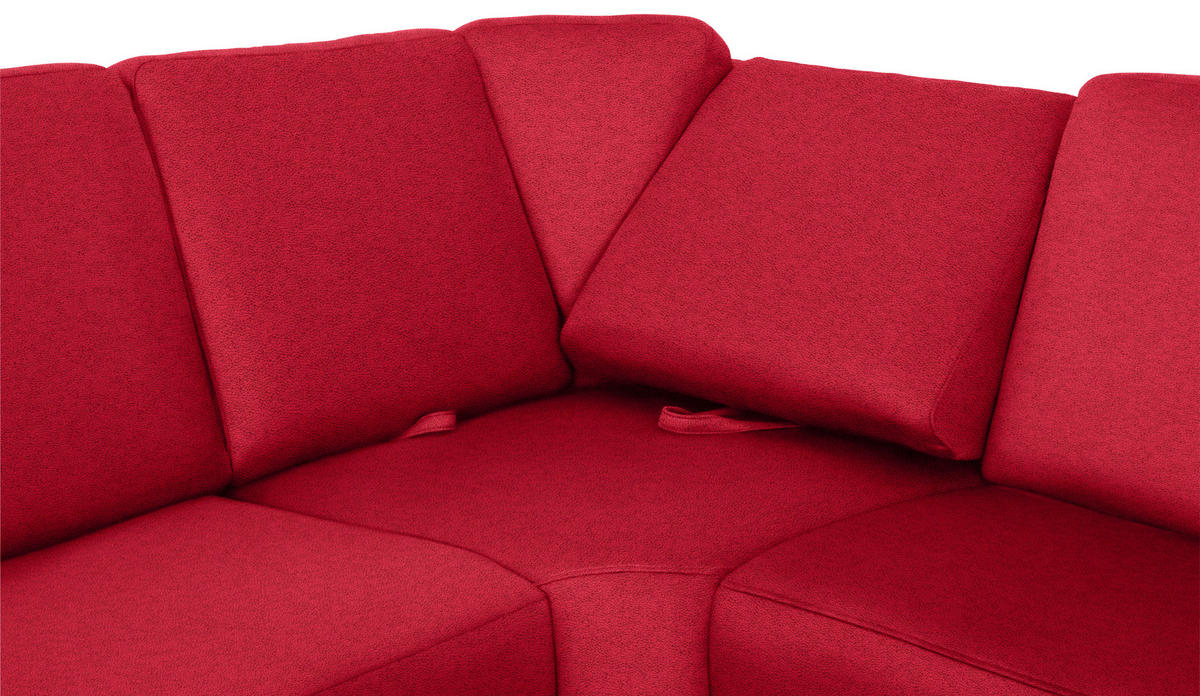 WOHNLANDSCHAFT Hellrot Flachgewebe  - Chromfarben/Hellrot, KONVENTIONELL, Textil/Metall (240/330/163cm) - Beldomo System