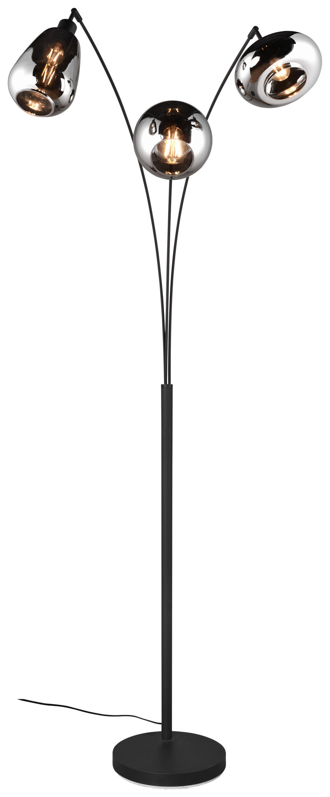 STEHLEUCHTE - Chromfarben/Schwarz, Konventionell, Glas/Metall (200/30/71cm) - Trio Leuchten