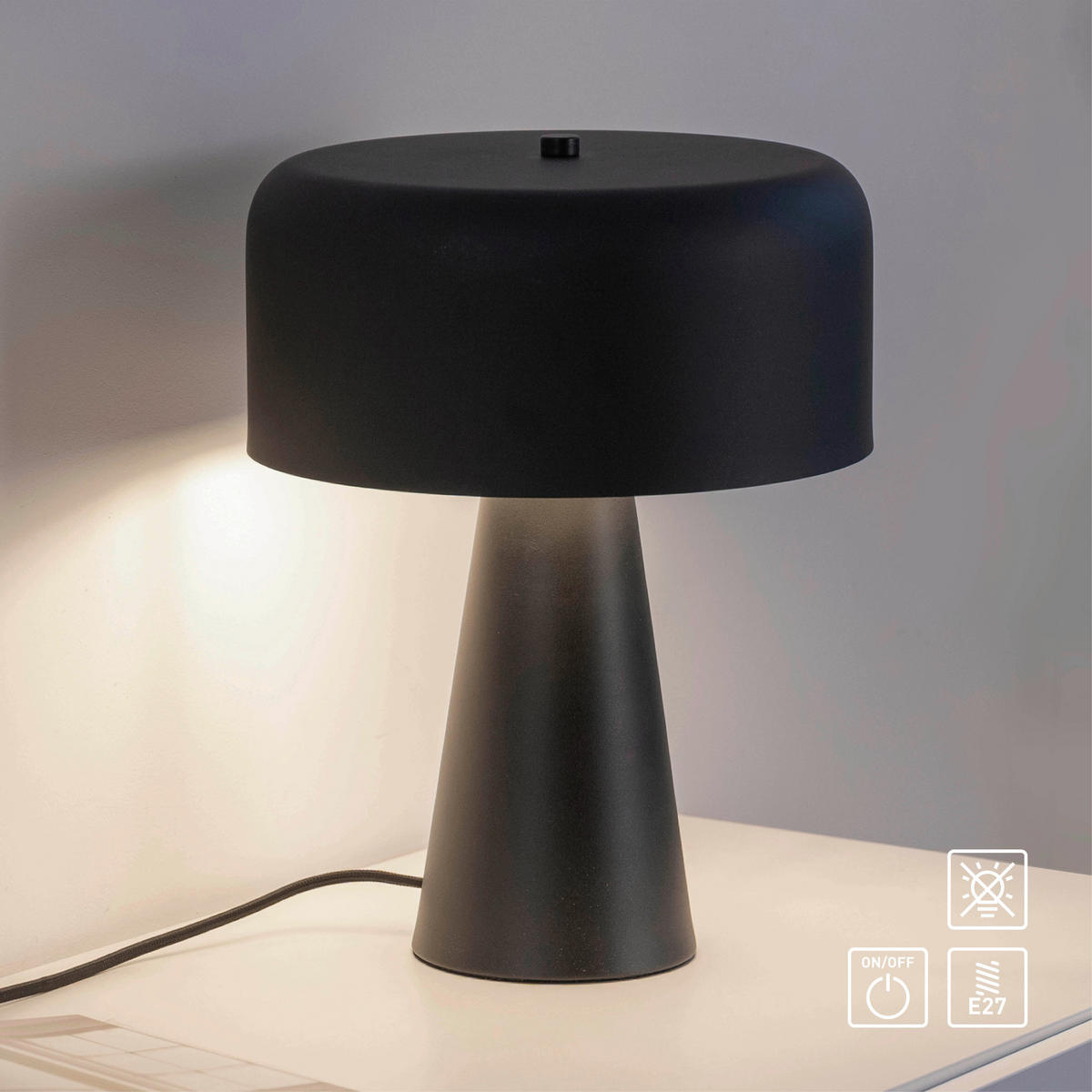 LED-TISCHLEUCHTE Pento 26,5/26,5/34,5 cm   - Schwarz, Design, Glas/Kunststoff (26,5/26,5/34,5cm) - Schöner Wohnen