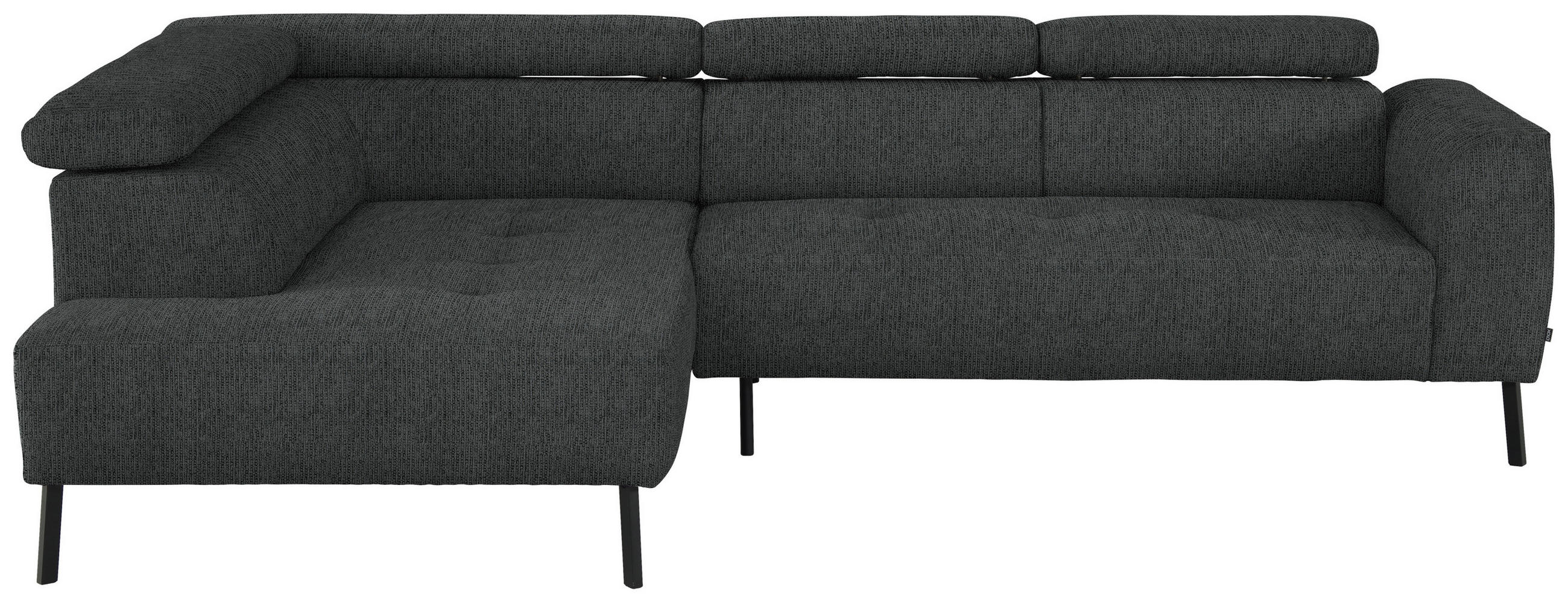 ECKSOFA in Webstoff Anthrazit  205/280 cm  - Anthrazit/Schwarz, Design, Textil/Metall (205/280cm) - Xora