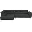 ECKSOFA in Webstoff Anthrazit  205/280 cm  - Anthrazit/Schwarz, Design, Textil/Metall (205/280cm) - Xora