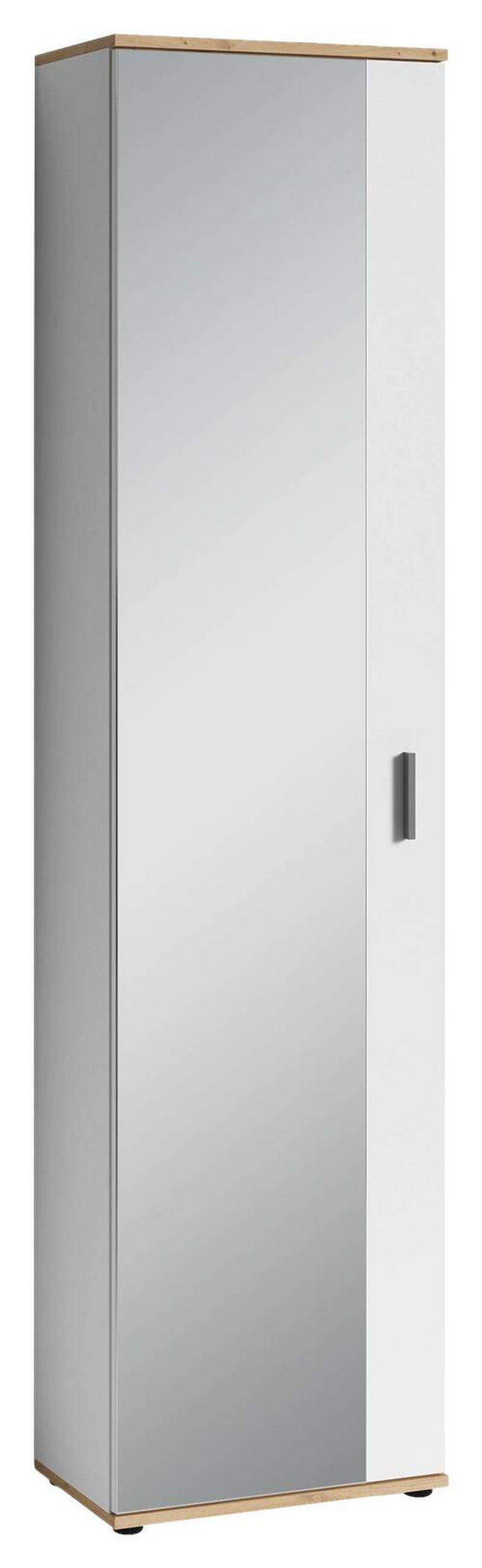 GARDEROBENSCHRANK Jakob  in 49/196/30 cm  - Silberfarben/Weiß, MODERN, Holzwerkstoff/Kunststoff (49/196/30cm) - MID.YOU