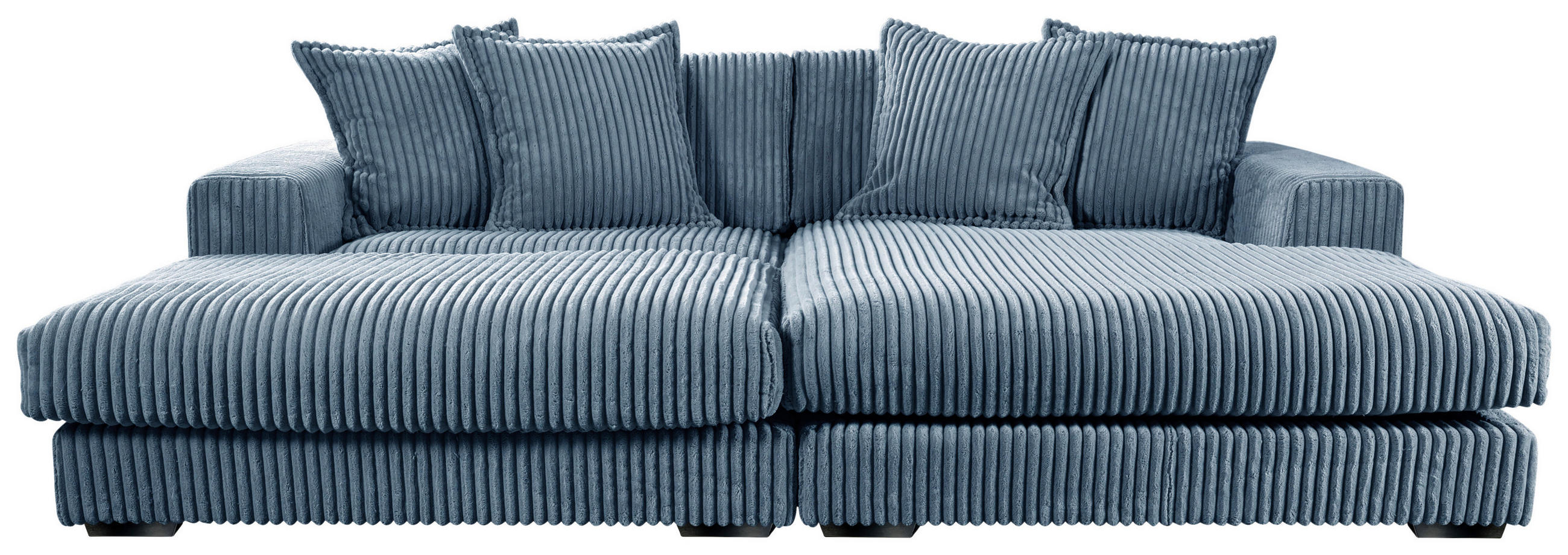 ECKSOFA FUNNY Hellblau Cord Zierkissen, Rückenkissen, Hocker  - Schwarz/Hellblau, Basics, Kunststoff/Textil (285/195cm) - Livetastic