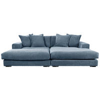 ECKSOFA  Cord Hellblau  - Schwarz/Hellblau, Basics, Kunststoff/Textil (285/195cm) - Livetastic