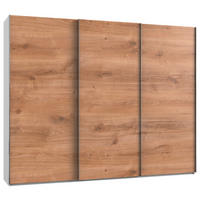 SCHWEBETÜRENSCHRANK in Weiß, Eichefarben  - Chromfarben/Eichefarben, MODERN, Holzwerkstoff (300/236/65cm) - MID.YOU