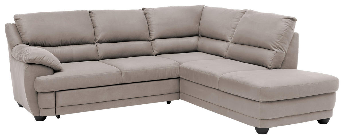 ECKSOFA in Mikrofaser Beige  - Beige/Schwarz, Design, Kunststoff/Textil (245/225cm) - Livetastic