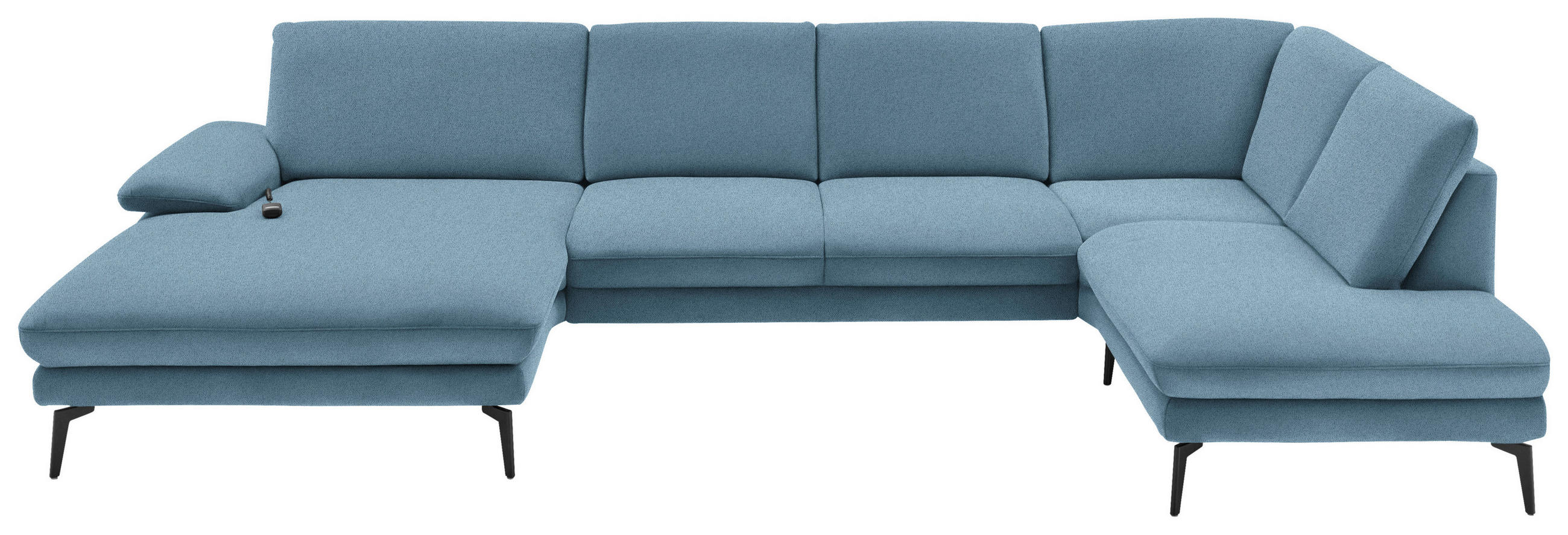 WOHNLANDSCHAFT in Webstoff Blau  - Blau/Schwarz, Design, Textil/Metall (180/344/208cm) - Dieter Knoll