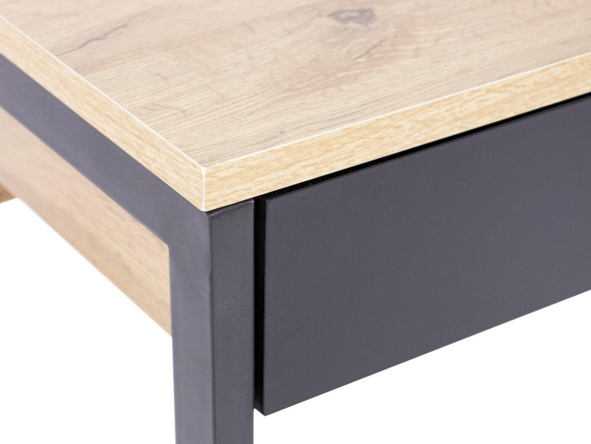 SCHREIBTISCH  in Schwarz, Eichefarben  - Weiss/Schwarz Hochglanz, Modern, Holzwerkstoff/Metall (101.6/76/40cm) - MID.YOU