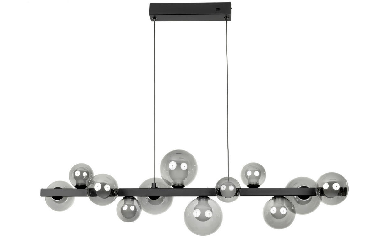 Lampă Suspendată Cu Led 95/27/150 cm  - negru maroniu, Design, sticlă/metal (95/27/150cm) - Dieter Knoll