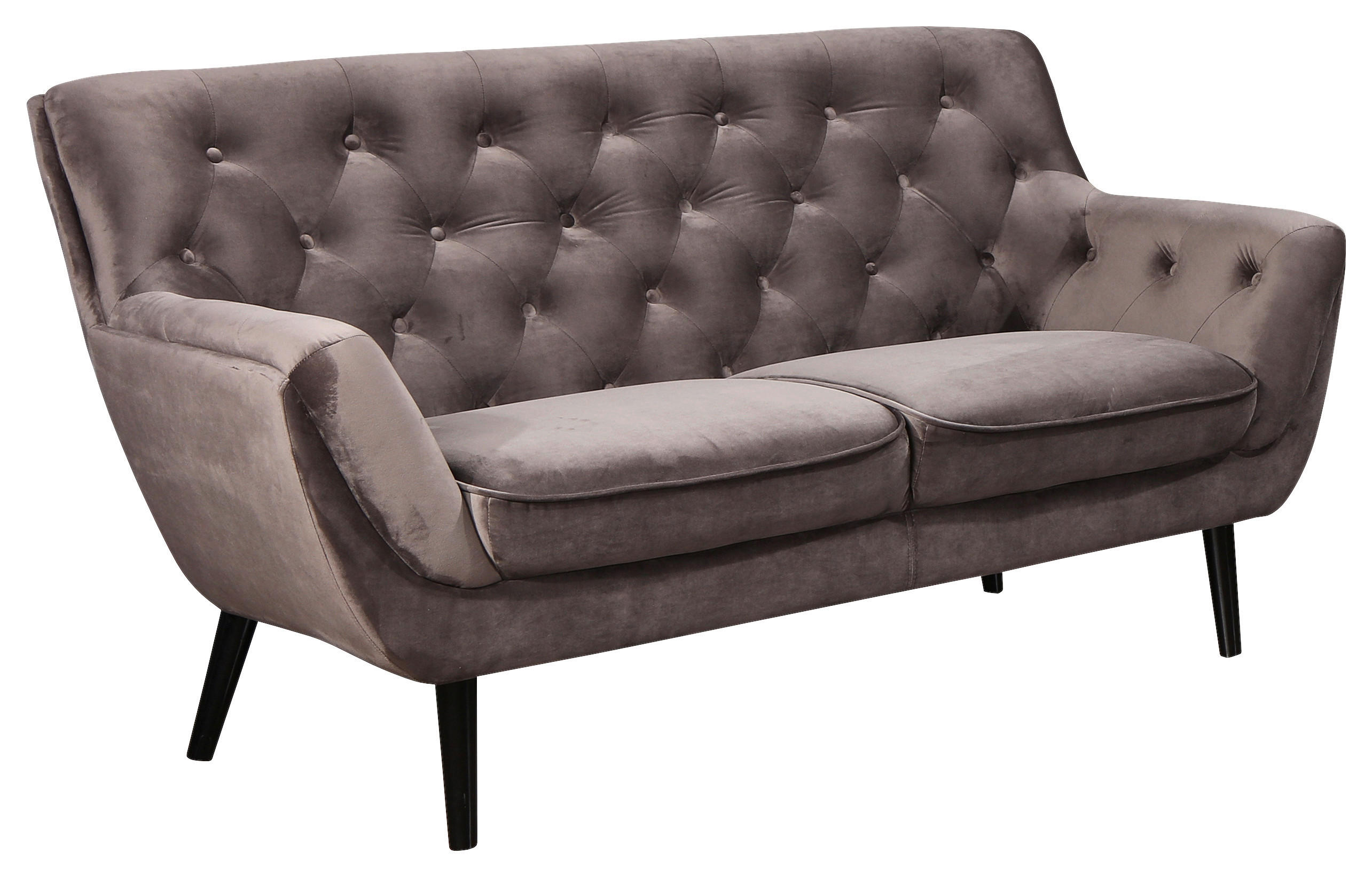 CHESTERFIELD-SOFA Grau Samt  - Schwarz/Grau, Trend, Textil (160/90/90cm) - Stylife