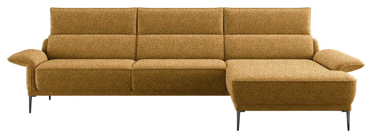 ECKSOFA in Bouclé Goldfarben  330/186 cm  - Goldfarben/Schwarz, Design, Textil/Metall (330/186cm) - Johann Jakob