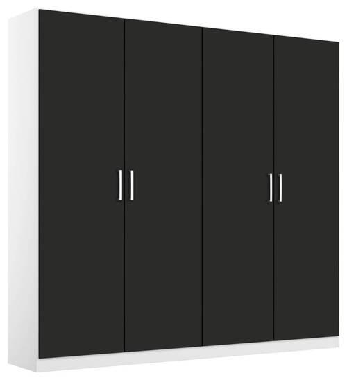 DREHTÜRENSCHRANK in Weiss, Grau  - Chromfarben/Weiss, Modern, Holzwerkstoff/Kunststoff (181/197/54cm) - Rauch Möbel