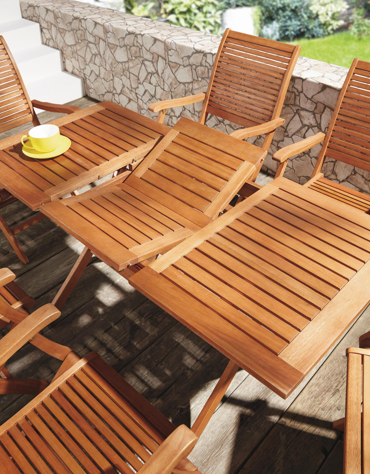 SKLOPIVI STO ZA BAŠTU 100(140)/70/74 cm  - boja tikovine, Romantično / Seoski, drvo (100(140)/70/74cm) - Ambia Garden