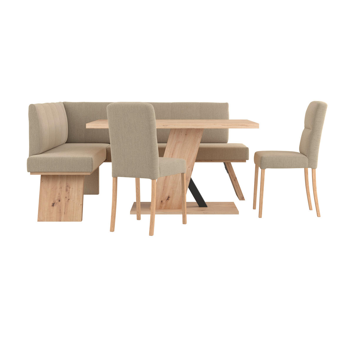 ECKBANK 150/185 cm Webstoff Beige   - Eichefarben/Beige, KONVENTIONELL, Textil (150/185cm) - Livetastic