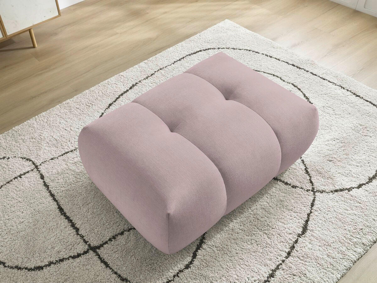 HOCKER FUJI  Leinenoptik Rosa  - Schwarz/Rosa, MODERN, Kunststoff/Textil (112/44/80cm)