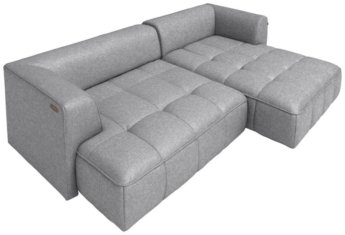 ECKSOFA Webstoff Hellgrau  - Hellgrau/Schwarz, Design, Kunststoff/Textil (288/188cm) - Welnova