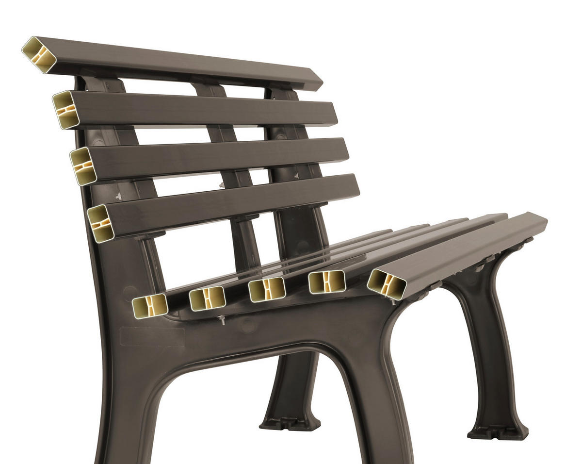 GARTENBANK 150/74/54 cm   - Braun, Basics, Kunststoff (150/74/54cm) - Modante