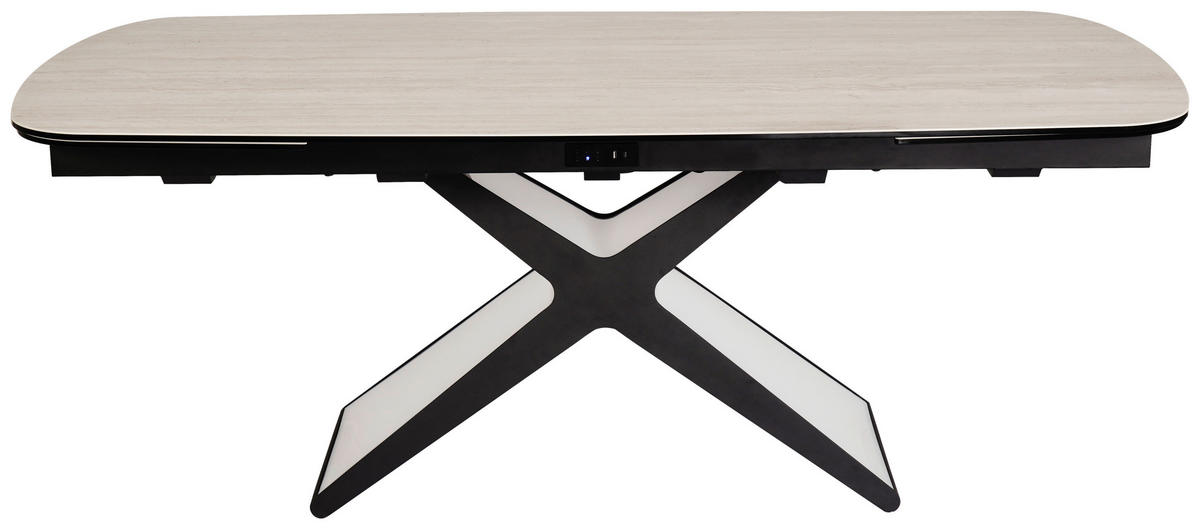 ESSTISCH 200-280/98/76 cm  Metall, Glas, Keramik ausziehbar rechteckig Schwarz, Taupe  - Taupe/Schwarz, Design, Glas/Keramik (200-280/98/76cm) - Belluti