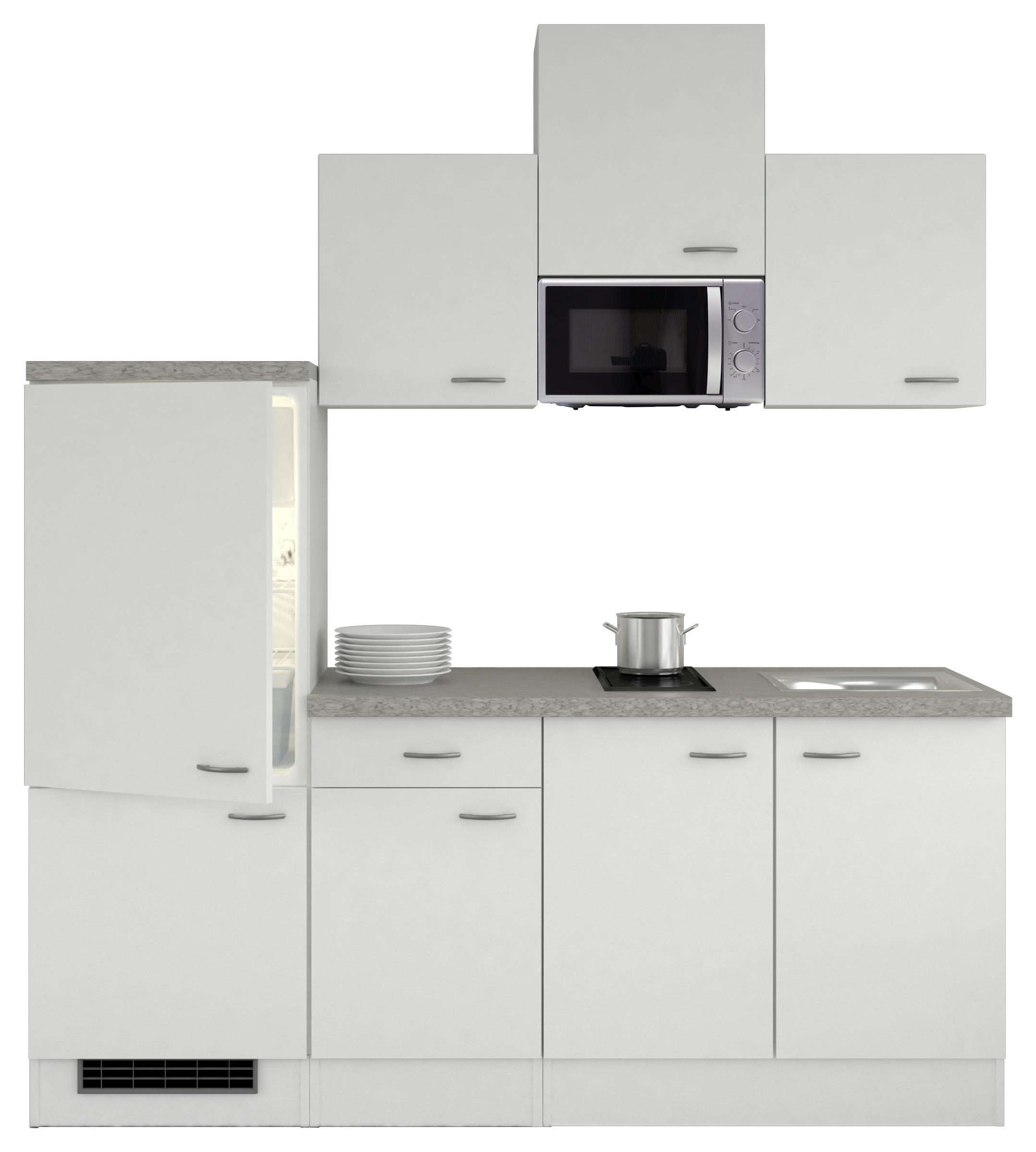 KÜCHENBLOCK 210 cm Weiß E-Geräte, Spüle - Weiß, MODERN (210cm) - MID.YOU