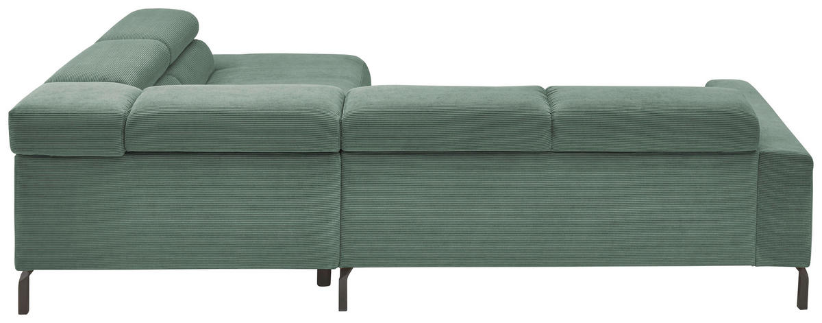 ECKSOFA in Feincord Grün  - Schwarz/Grün, Design, Textil/Metall (273/219cm) - Pure Home Comfort