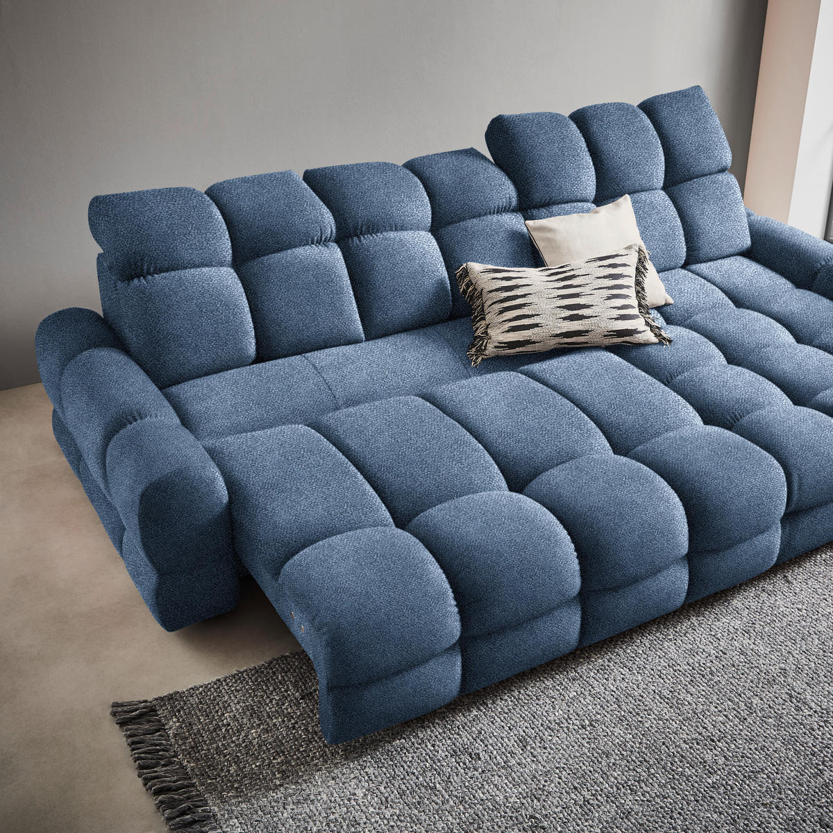 HÖRNSOFFA i velour blå  - blå/svart, Design, textil/plast (283/178cm) - Welnova