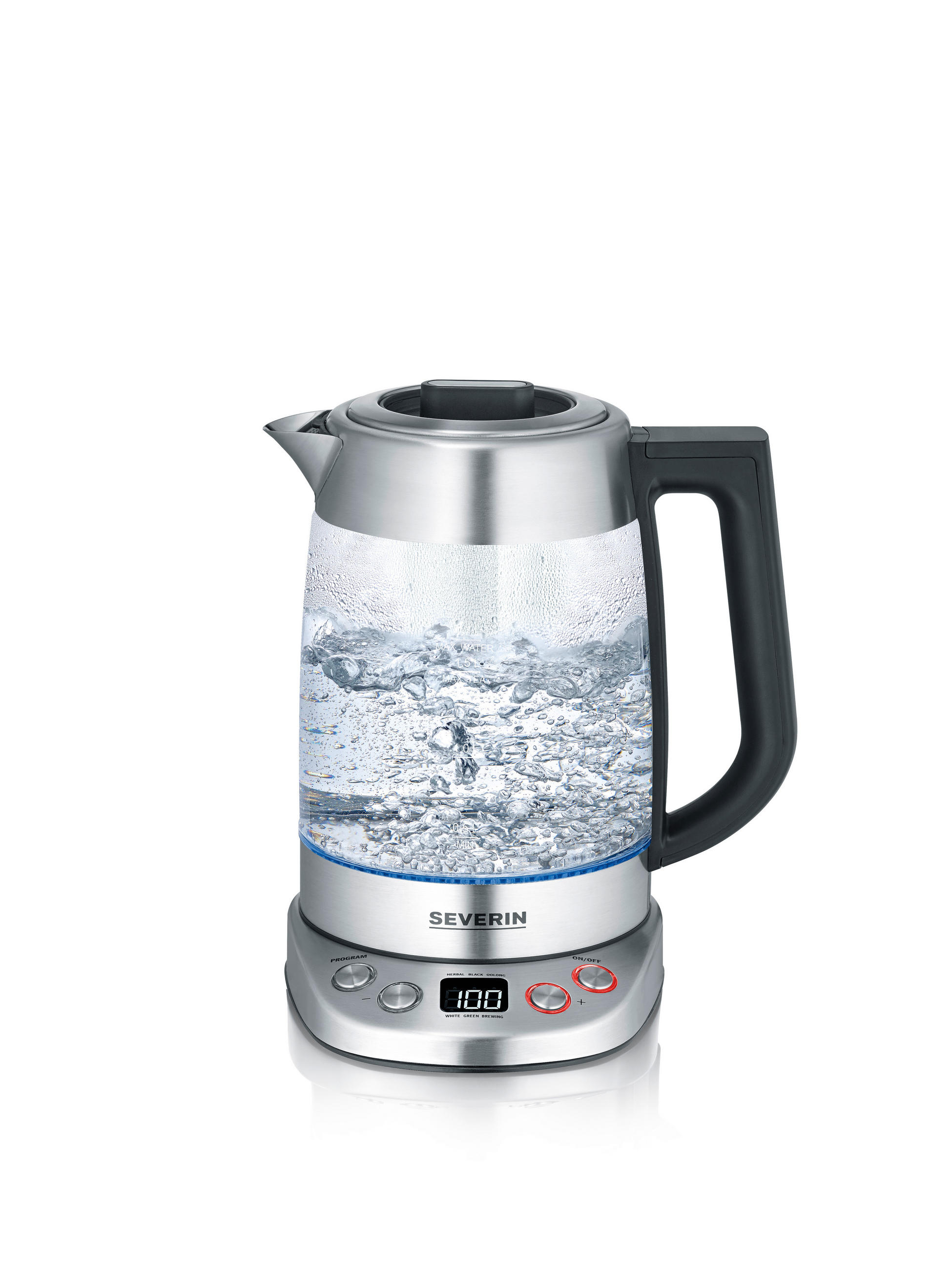 WASSERKOCHER 1,7 l  - Edelstahlfarben/Transparent, KONVENTIONELL, Glas/Kunststoff (18/23/24cm) - Severin