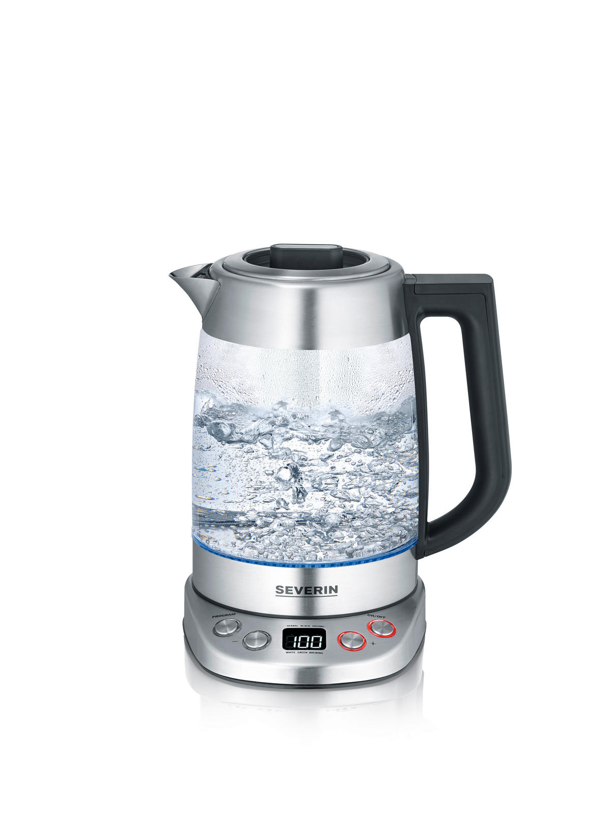 WASSERKOCHER 1,7 l  - Edelstahlfarben/Transparent, KONVENTIONELL, Glas/Kunststoff (18/23/24cm) - Severin